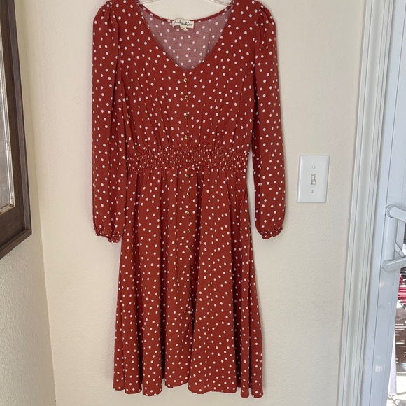 Indingo Rose Dresses & Skirts - Indigo Rose Rust Red Polka Dot Dress